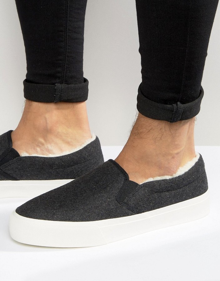 shearling lined slip on sneakers