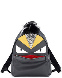 Fendi Monster Backpack Wwatersnake Fur Details Gray