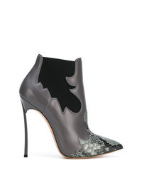 Charcoal Snake Leather Ankle Boots