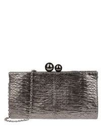 Charcoal Snake Leather Clutch