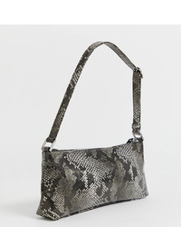 Monki Snake Print Handbag In Grey