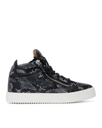 Charcoal Snake Leather High Top Sneakers