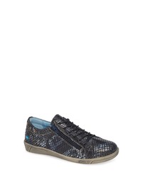 Charcoal Snake Leather Low Top Sneakers