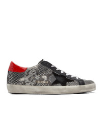 Golden Goose Grey And Red Python Sneakers