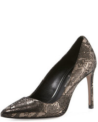 Charcoal Snake Leather Pumps