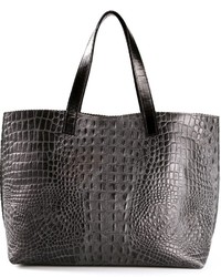 Charcoal Snake Leather Tote Bag