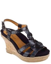 Earthies Corsica Cork Wrapped Snake Embossed Leather Wedge Sandals