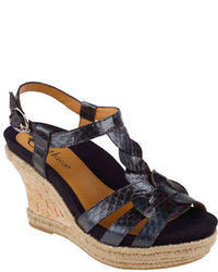 Earthies Corsica Cork Wrapped Snake Embossed Leather Wedge Sandals