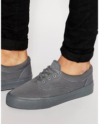 Asos Lace Up Sneakers In Gray Neoprene