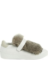 Moncler Lucie Scarpa Genuine Rabbit Fur Trim Sneaker