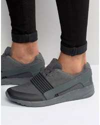 Asos Sneakers In Gray Mesh With Elastic Detail