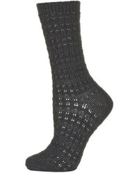 Topshop Charcoal Textured Loop Stitch Chunky Ankle Socks 63% Acrylic 37% Polyamide Machine Washable