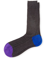 Pantherella Contrast Heeltoe Ribbed Dress Socks