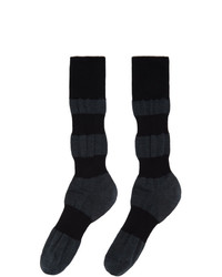 Homme Plissé Issey Miyake Grey And Black Panelled Socks