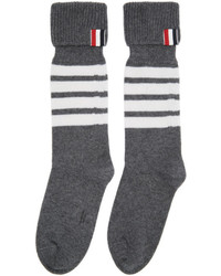 Thom Browne Grey Mid Calf Four Bar Socks