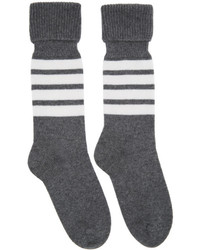 Thom Browne Grey Mid Calf Four Bar Socks