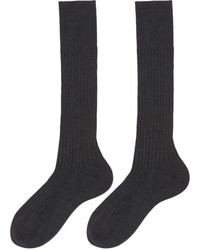 Prada Grey Ribbed Socks