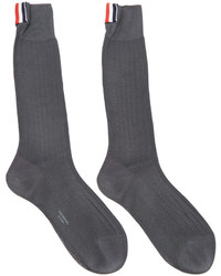 Thom Browne Grey Ribbed Socks