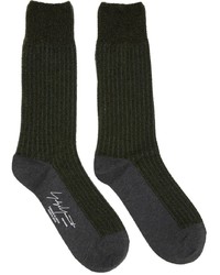 Yohji Yamamoto Khaki Grey Mole Rib Socks