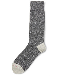 Mr Gray Mlange Intarsia Knit Cotton Blend Socks