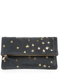 Charcoal Star Print Suede Clutch