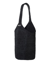 Charcoal Straw Tote Bag