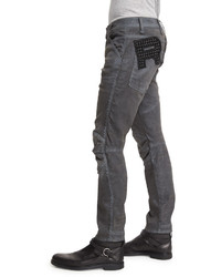 G Star G Star 5620 3d Slim Fit Studded Moto Jeans Dark Aged Cobbler