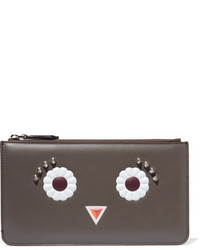Charcoal Studded Leather Clutch