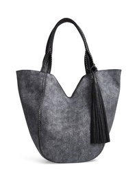 Charcoal Studded Leather Tote Bag