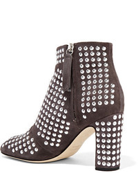 Christopher Kane Studded Suede Ankle Boots Gray