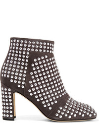 Christopher Kane Studded Suede Ankle Boots Gray
