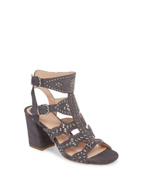 Charcoal Studded Suede Heeled Sandals