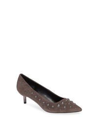 Charcoal Studded Suede Pumps