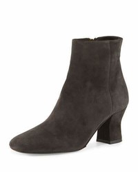 The Row Bowin Suede Ankle Boot Pewter