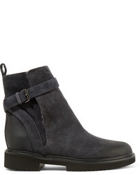 Vince Claudia Shearling Lined Suede Ankle Boots Dark Gray