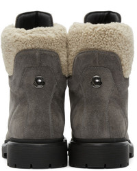 Moncler Grey Suede Patty Military Boots