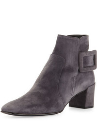 Roger Vivier Polly Suede Side Buckle Ankle Boot