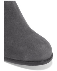 Stuart Weitzman Shorty Stretch Suede Ankle Boots Gray