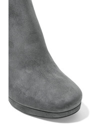 Prada Suede Platform Ankle Boots Gray