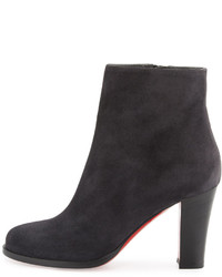 Christian Louboutin Suede Red Sole Ankle Boot Charcoal Gray