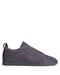 Zegna Suede Triple Stitch Low Top Sneakers