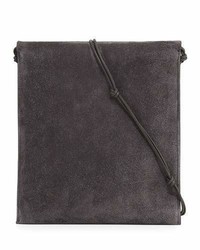 The Row Medicine Large Suede Pouch Bag Pewter