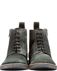 Maison Martin Margiela Grey Leather Canvas Ankle Boots