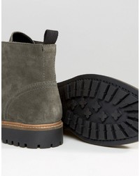 Asos Lace Up Monkey Boots In Gray Suede