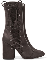 Laurence Dacade Marcy Lace Up Suede Boots Dark Gray
