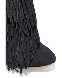 Chloé Tasseled Suede Boots Charcoal