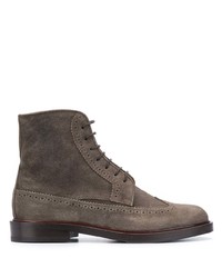 Charcoal Suede Brogue Boots