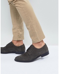 ASOS DESIGN Asos Casual Brogue Shoes In Grey Suede With Distressed Sole