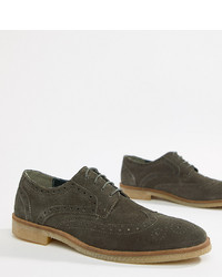 ASOS DESIGN Brogue Shoes In Grey Suede With Sole