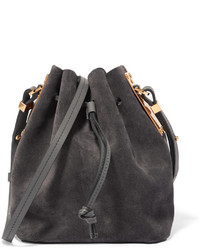 Sophie Hulme Nelson Small Suede Bucket Bag Gray